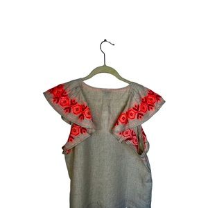 J. CREW linen blouse with embroidered sleeves